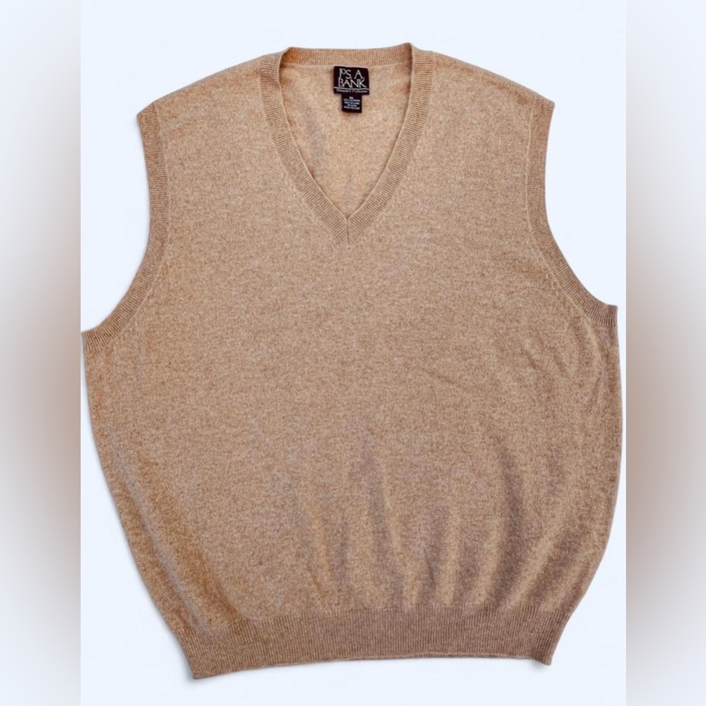 Jos. A. Bank 100 % Cashmere V-Neck Sweater Vest XL preppy academia fall dadcore